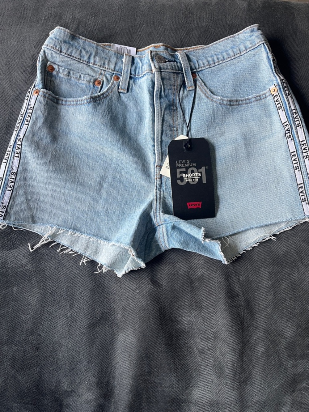 Levi's Light Blue Denim Cutoff Shorts with Sporty Accents
